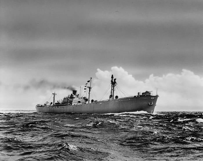 A Liberty Ship at sea in 1942
