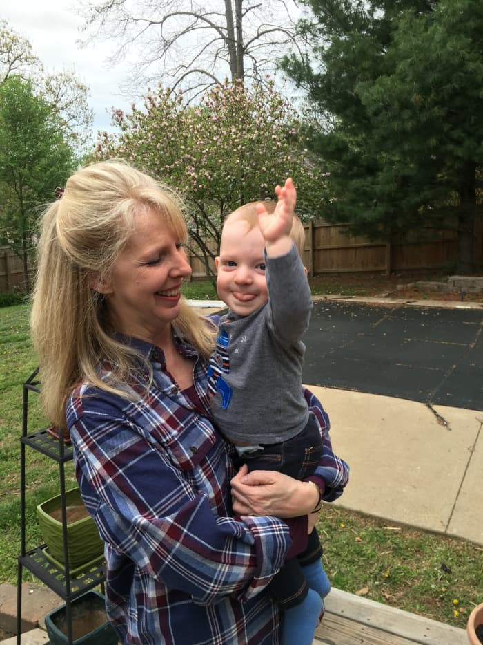 The day before surgery. Had to hold the grandson. I knew it would be a while before I got to hold him again.