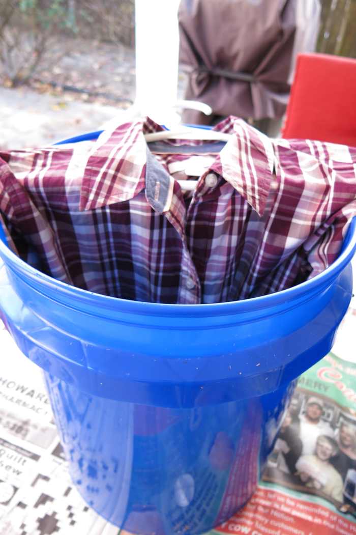 Ombre bleaching, or bleach dyeing, a shirt