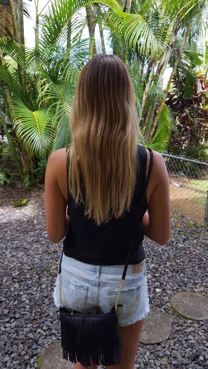 My hair during the transition to my natural hair color.