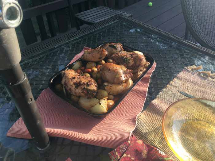 Garnished Red Wine and Tomato Roast Chicken