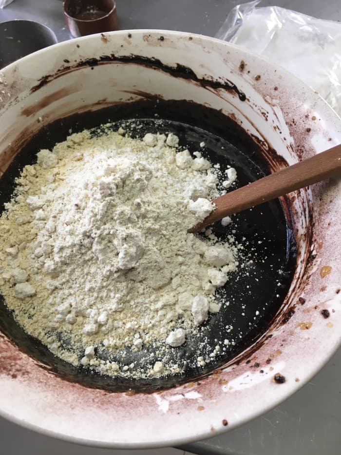 Add flour and optional ingredients. Fold in with a spatula just until blended.