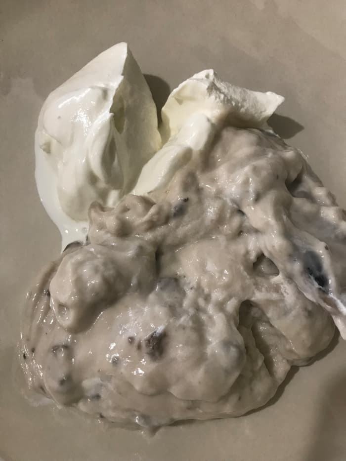 These two are classic ingredients for fabulous casseroles - cream of mushroom soup and sour cream. Together they make a rich, creamy background that perfectly highlights the other ingredients without overwhelming them. They're pantry staples as well!