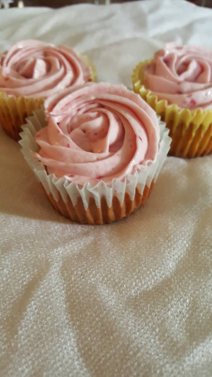 Tart lemon juxtaposed with sweet raspberries give this cupcake bold flavors. Topped with a raspberry cream cheese frosting, this was the favorite cupcake of taste testers.