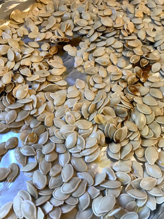 Drizzle the seeds with olive oil (you can use butter too!), then pour on the secret ingredient. A hint of Worcestershire sauce makes a gorgeous addition - and the seeds will have a true savory punch.