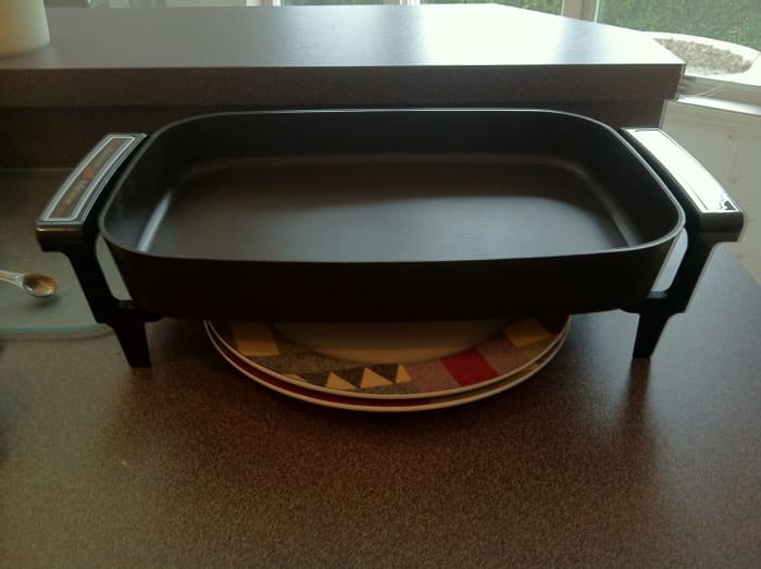 Tip: Warm up your plates to keep the Swedish pancakes warm by sliding your plates under your electric skillet! (Thanks, Uncle Ray, for this tip!)