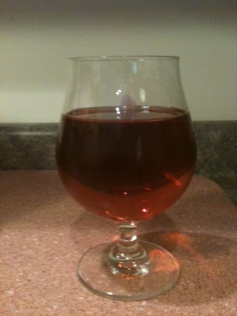 The final product—just a bit from the bottom, before sealing everything up, just so I could try it.