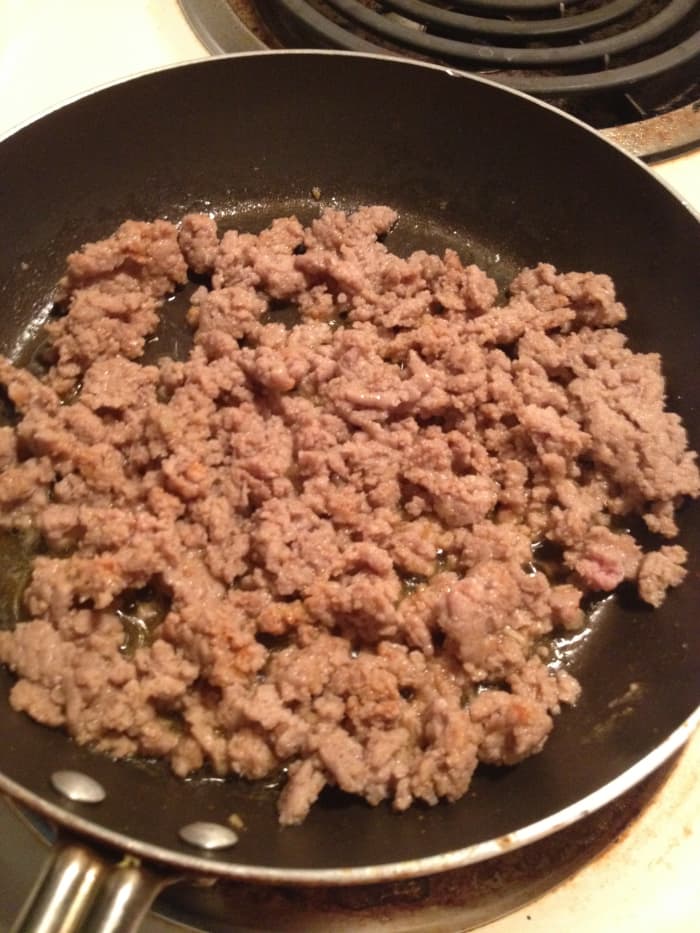 Browned Ground Turkey. Can't you smell it through the screen? Seasonings Used: Smoked Paprika, Chopped Onion, and Seasoning Salt.