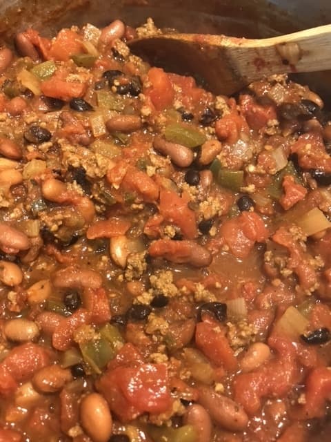 Stir well, bring the pot up to a simmer, and let it simmer about 1/2 hour minimum. It gets better with time, so if you can keep it on low heat for longer, it will be even better. It also reheats beautifully.