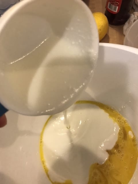 I use whole milk, cultured buttermilk. I love the rich tang against the sweet chocolate flavor. It also helps keep the cake moist and the crumb tender.
