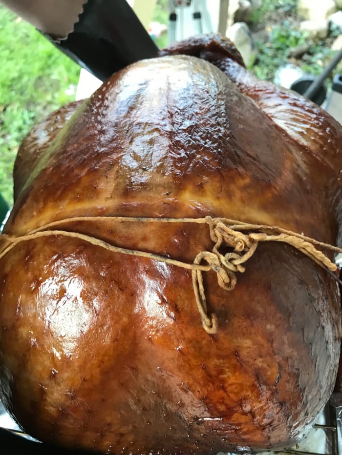The bird is done - almost! LET IT REST! I promise the extra half hour is well worth the extra wait. The juices redistribute and you'll have a much juicier result.
