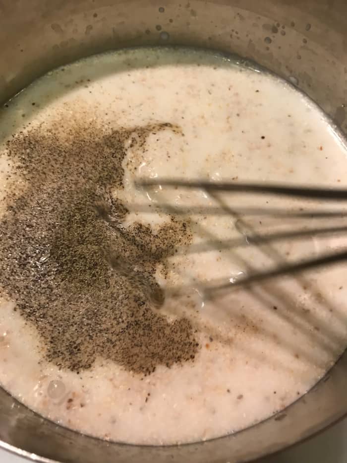 Start with perfect creamy Southern grits - made with both water and chicken broth, and cooked slow. Stone ground grits are also the best - nutty and delicious.