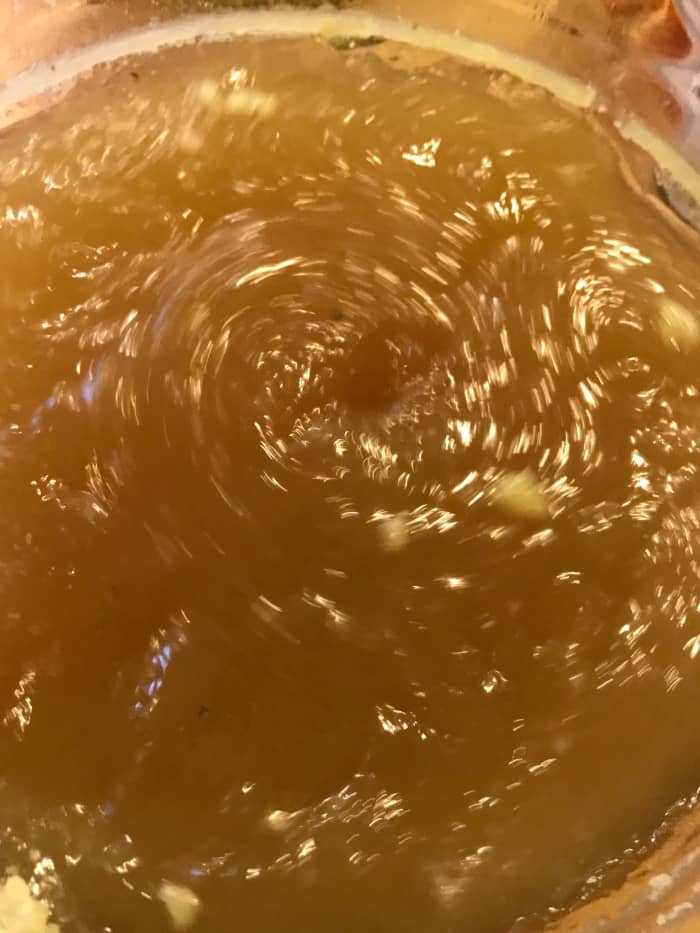 If you remove the fat cap and it looks like you've accidentally made jello - perfect! The gelatin leaches from the cartilage and connective tissue and gives the broth body. It will liquefy immediately when reheated, so no worries.
