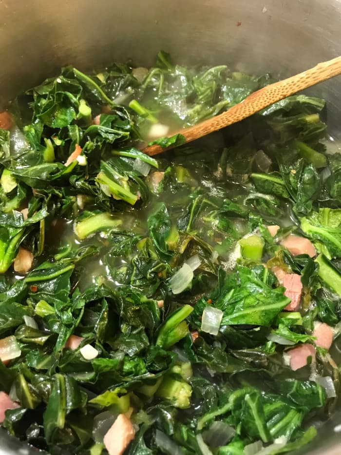 Bring the pot to a boil, reduce to a bare simmer, and simmer about 45 minutes, stirring occasionally. I leave the pot uncovered, and just stick it on the back of the stove while I do other things.