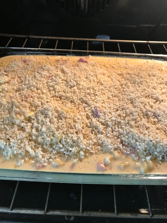 Bake the macaroni and cheese until hot and bubbly all the way through. Allow it to rest for about 5 minutes . . . then serve and enjoy!