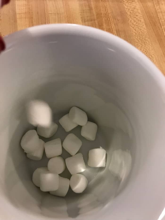 Use either large or mini marshmallows - whatever you like. And use however many makes you happy - a little, a lot, the whole cup, or none. Make it the way you like!