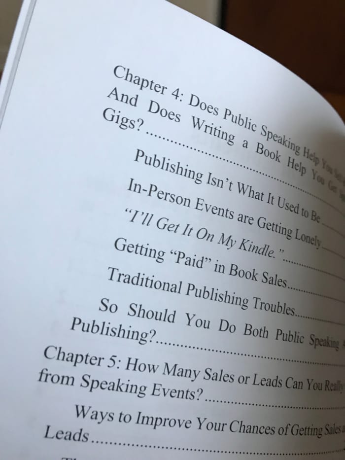 Example of a nonfiction Table of Contents showing a book chapter divided into subheadings.