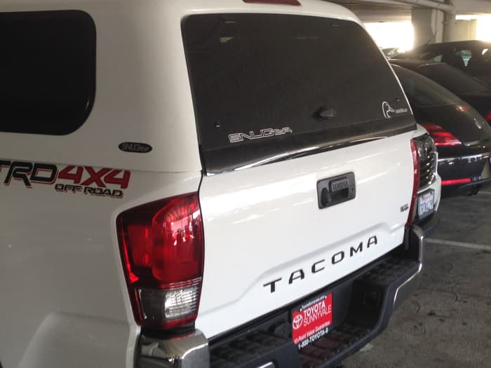 Notice on a 2016 Tacoma, the rear of the bed, and the top of the tailgate, now flare out the way many new trucks do. You can the flared out piece on the door of the shell where it meets the top of the gate.