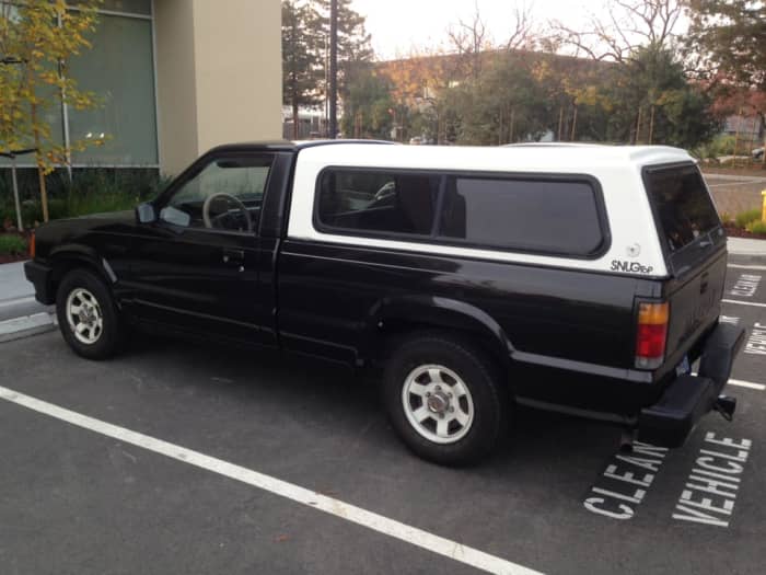 This is MY truck, yes, mine. The shell was on an 89 Toyota, but it was actually made for an 80's Nissan Hardbody-standard cab. Most old imports are around 60" wide and about 76" long-19 to 20" tall. -cab plus beds are an inch and half SHORTER though.