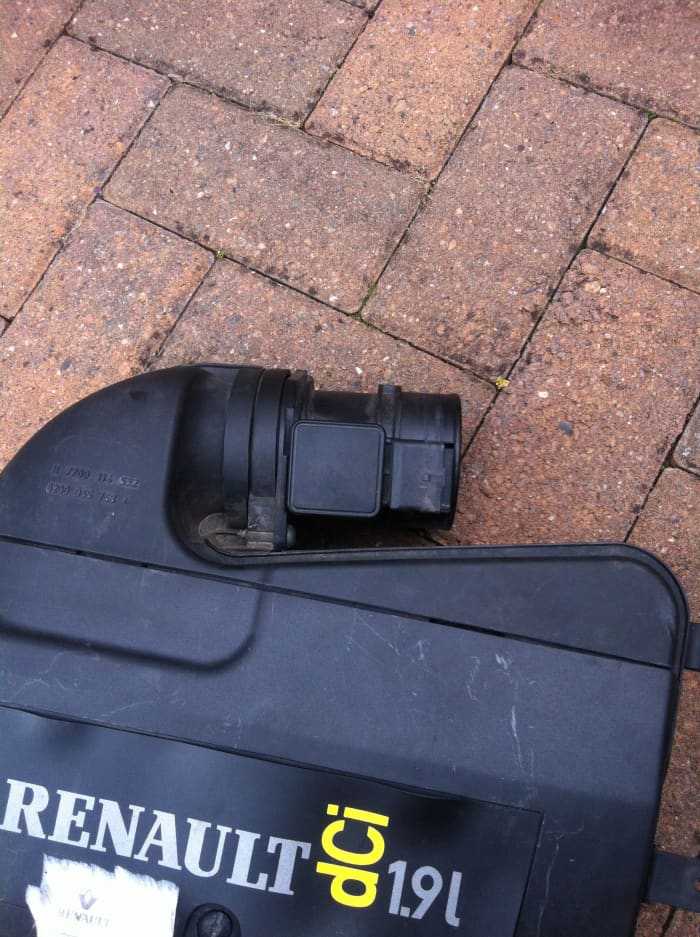 This is the MAF sensor, still screwed to the airbox. Once removed from the van, this is what you will have sitting on your driveway!
