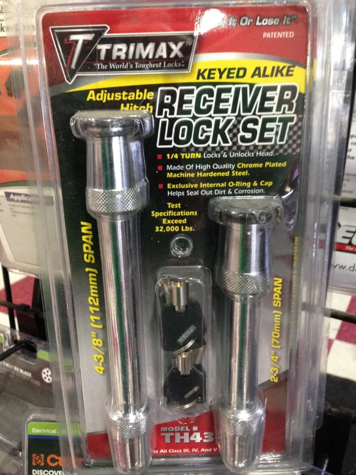 Popular receiver locks. Most people like to leave ball mounts in place, but if they aren't locked down, they can and will go missing.