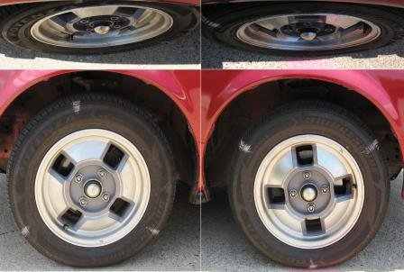 (These chalk marks may be misleading; look at the tire itself for the quiz below.)