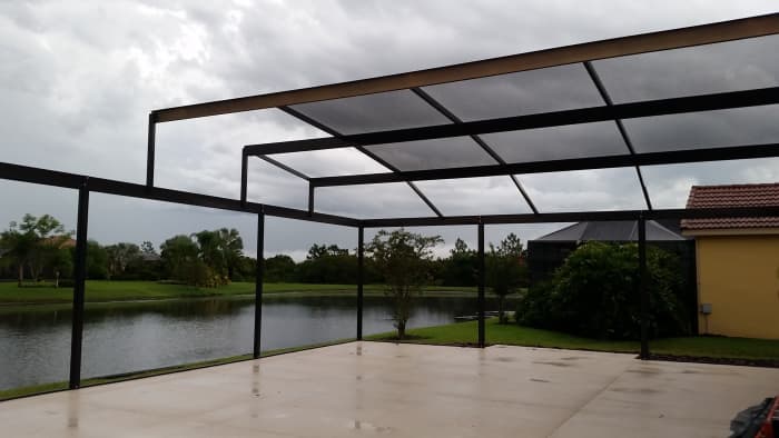 We opted to not have the solid panel around the bottom of the screen room. That would have cut off a little of our view. Seeing the lake and the wildlife was important for us.