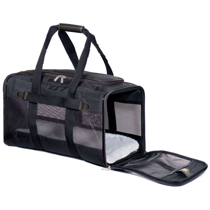 This lightweight premium pet carrier from Sherpa is comfortable and provides plenty of ventilation for your dog.