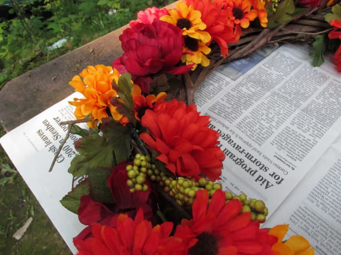 Fill in with various colors, sizes or types of flowers until you are pleased with your creation.