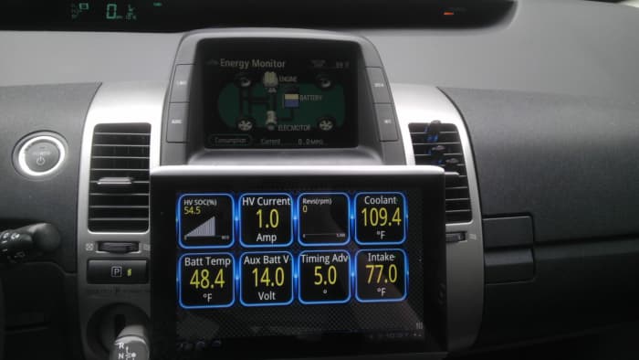 Instead of using a phone, you can install Torque on any Bluetooth-capable Android tablet and mount it to the dash. Mine is mounted using Velcro which holds the tablet just fine and can always be removed.