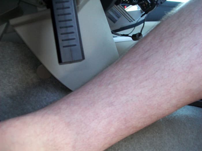 Amount of room between driver's right leg and OBD adapter, accelerator pedal depressed