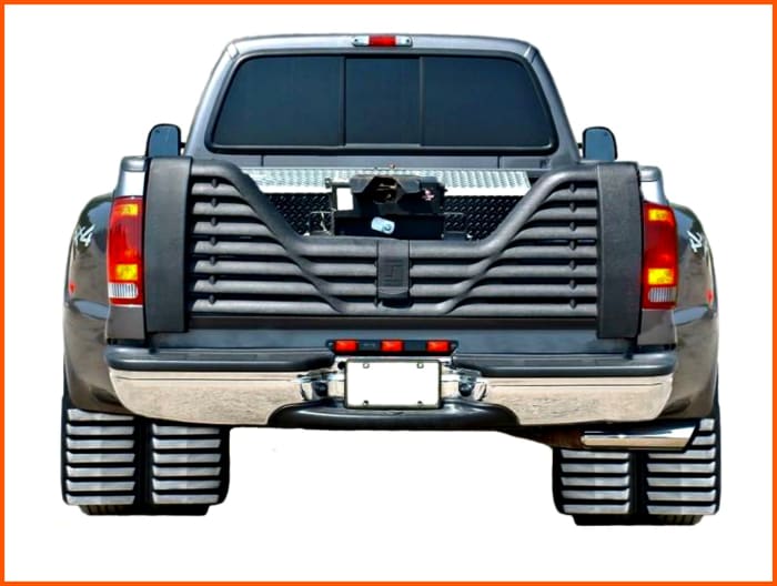 Dual rear tires can safely support more weight than singletons and thus are safer to use for carrying heavier campers.