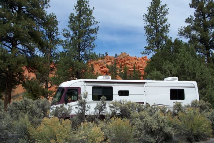 Campsite at Dixie National Forest, Red Canyon Campground. $6 a night. Campground is near Bryce Canyon National Park