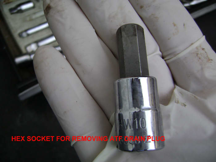 Hex socket for removing drain plug