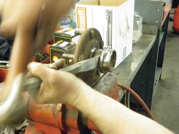 Use a large chisel to crack the inner race at the slice.