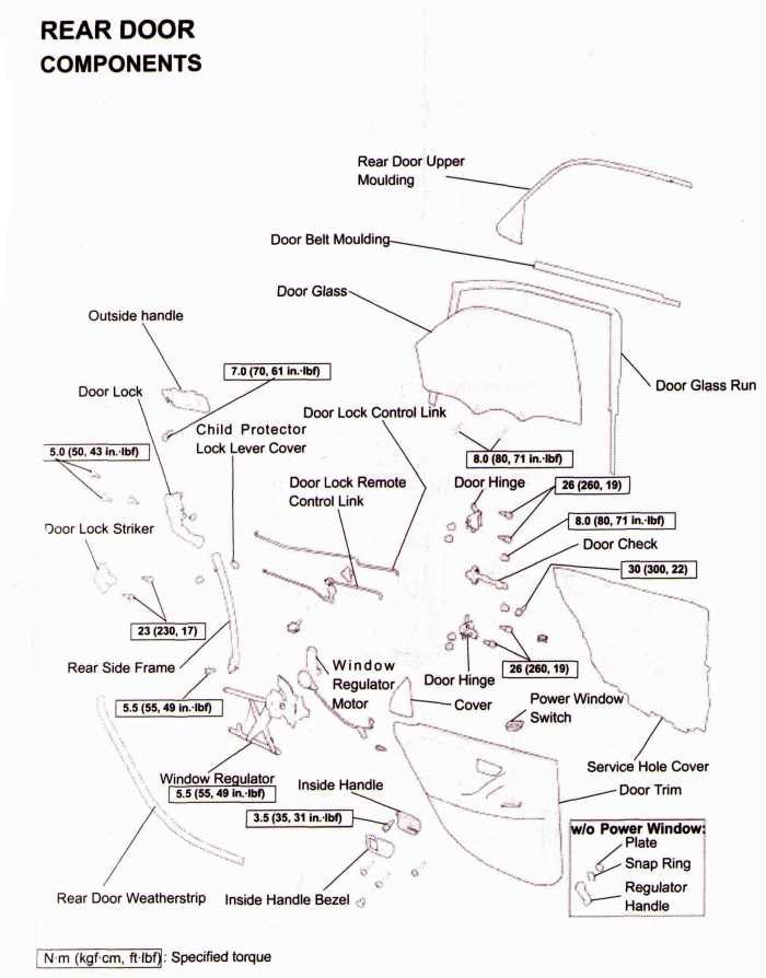 Toyota Camry Rear Door Components