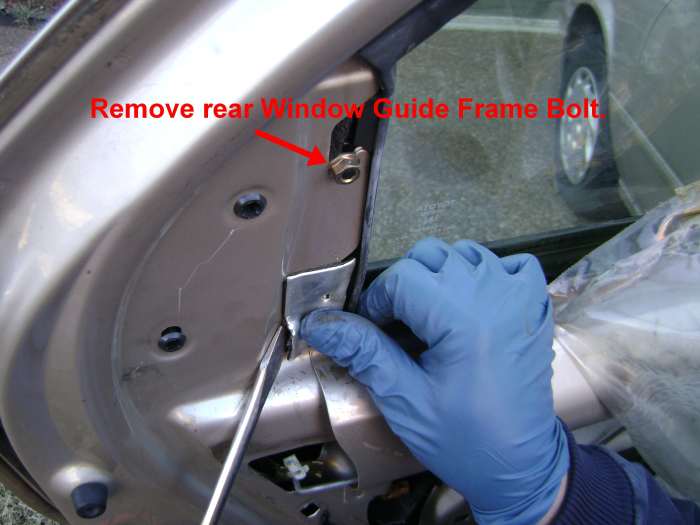 Toyota Camry Rear Door Rear Glass Guide Frame Upper Nut Removal