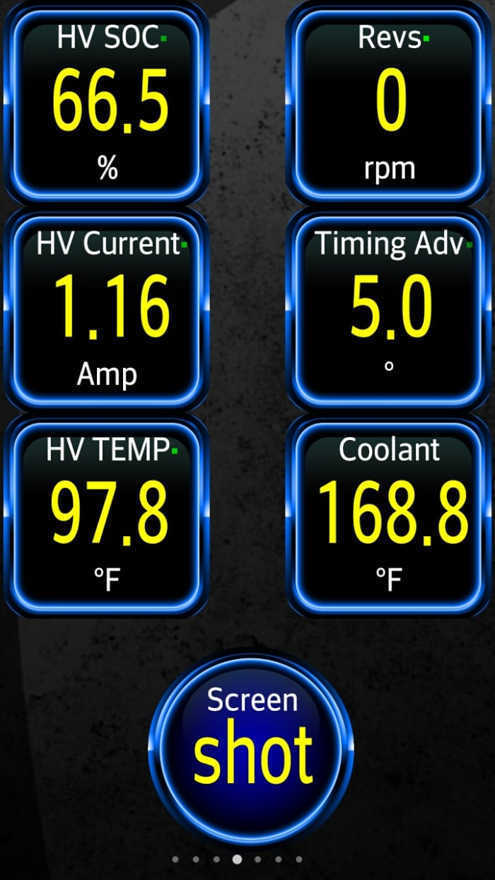 1.16 amps is my baseline reading for how much current is being pulled from the high voltage battery to power the car while the engine is stopped.