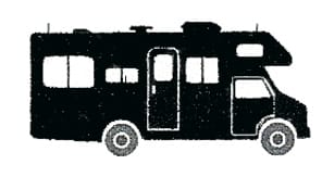 Outline of a Class C Motorhome, built using the chassis and drive train of a "delivery style" truck.