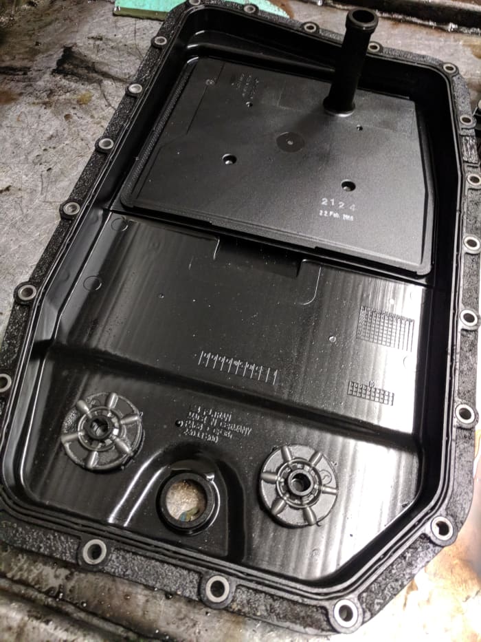 Some filters are built into larger components, such as in the case of this ZF6HP26 filter/sump combination. In these cases, the whole sump must be replaced in order to change the filter.