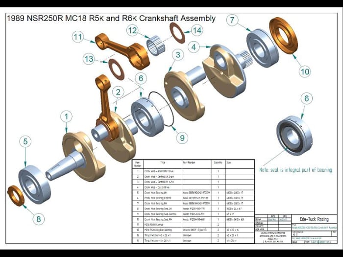 Worn out journals, bearings, connecting rods and piston skirts can produce bell-like, clicking and rapping noises.