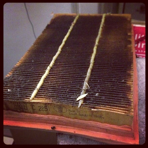 A clogged air filter can lead to a hard-to-start condition after the engine has warmed up.