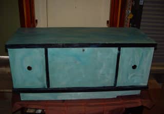 Recycled and restored cedar hope chest. Purchase price: $20. Total Profit: $200