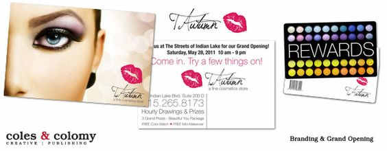 Post Card and Rewards Card designs for a cosmetic store. 