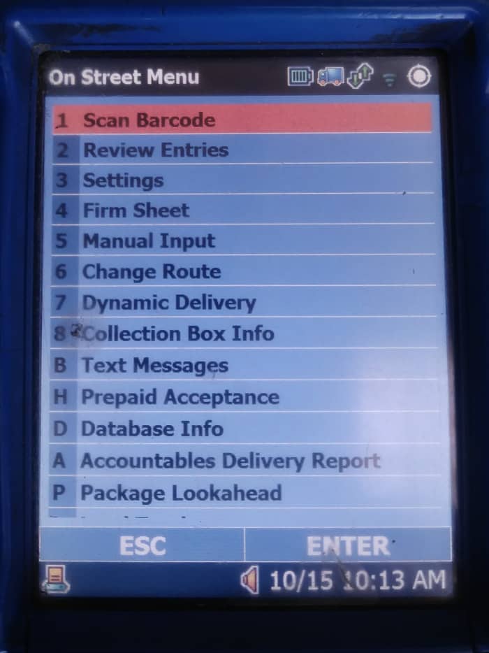 A glance at the MDD menu, accessed by hitting ESC in the upper left hand corner of the device.