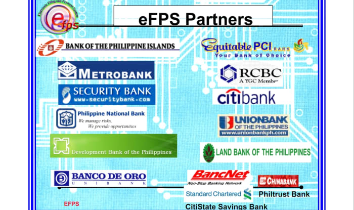 Here are the Authorized Agent Banks for eFPS. Please note, Equitable PCI Bank is no longer existing as it was bought by another bank.