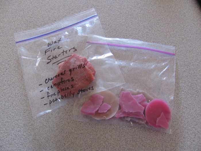 I store the re-hardened wax in plastic bags. It makes a great fire starter!