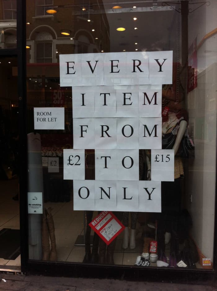 What impression does this display leave you with? It is always worth spending a little extra time and effort on signage, even if its just a price reduction...