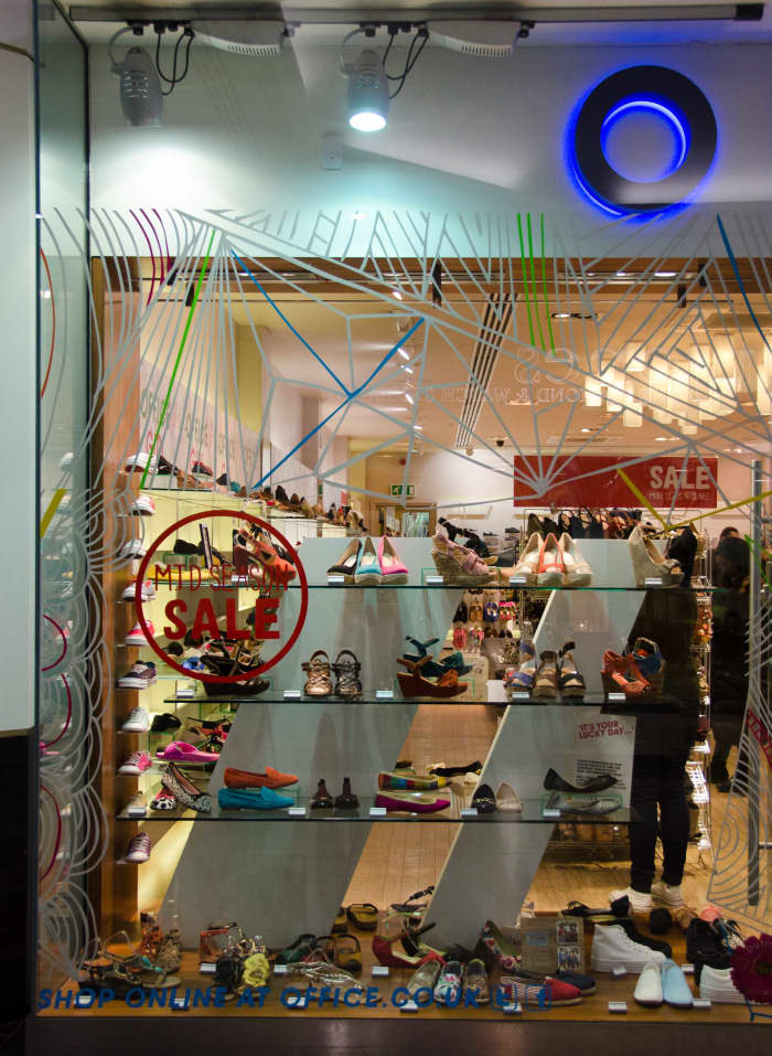 The Products have been placed at eye level and the window display also serves as a shelf inside the shop...