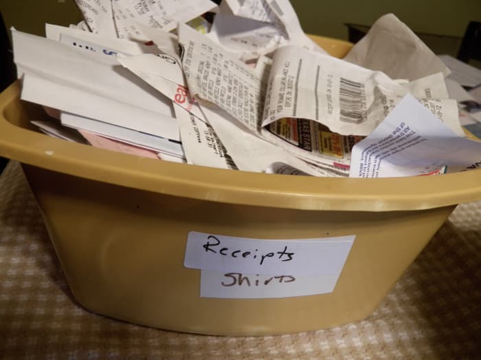 "Trash" file for organizing receipts you aren't sure you need can save you time.